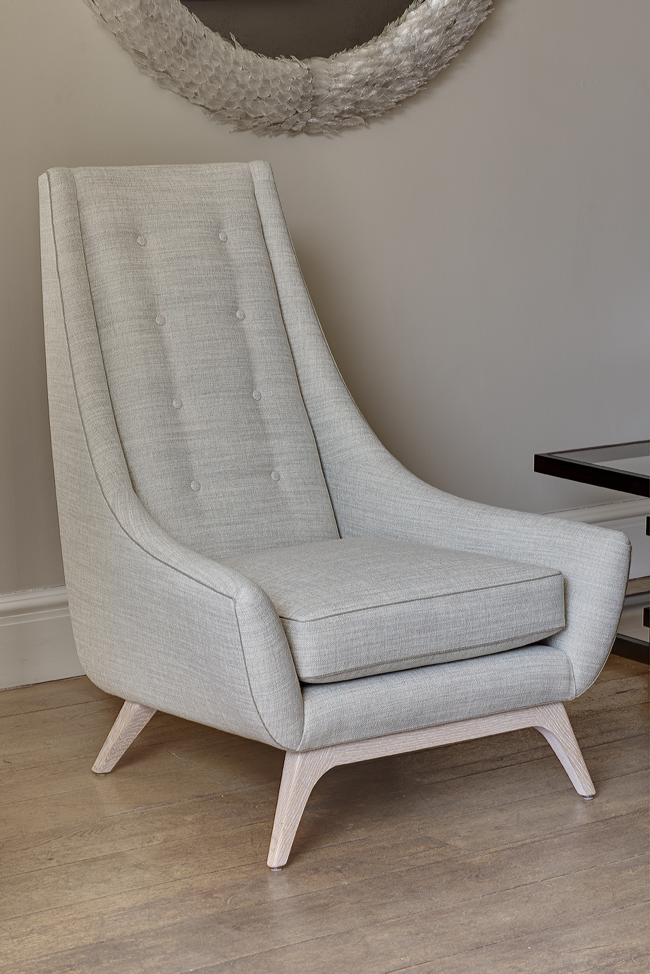 Carlyle armchair with limed oak  legs