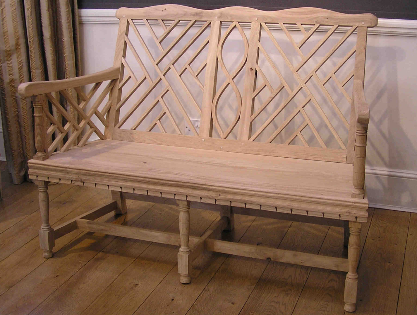 Lutyens style two seater garden bench.
